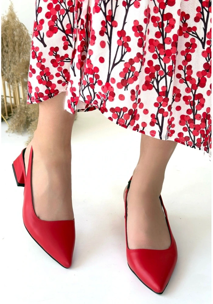 Morji Kırmızı Cilt Topuklu Ayakkabı