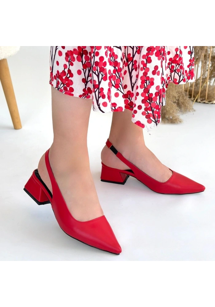 Morji Kırmızı Cilt Topuklu Ayakkabı