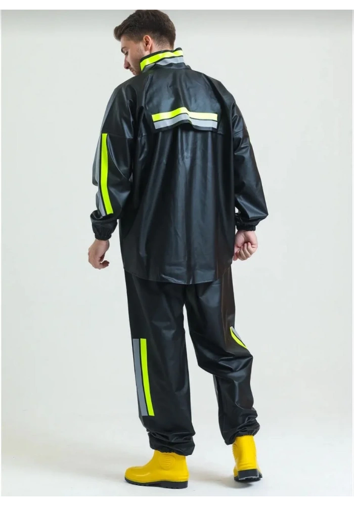 Motorcu Kurye Su Geçirmez Yağmurluk Takım - Siyah