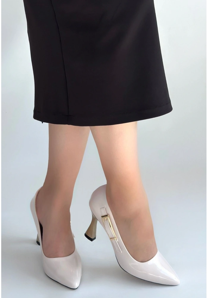 Motya Bej Rugan Topuklu Ayakkabı