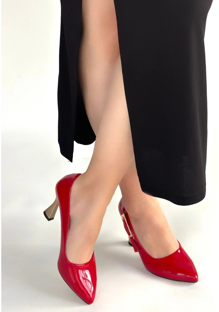 Motya Kırmızı Rugan Topuklu Ayakkabı