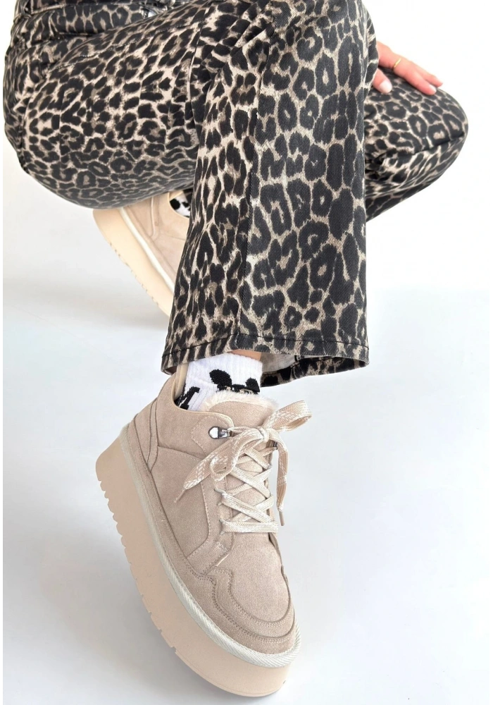 Muden Bej Süet Bağcıklı Bot