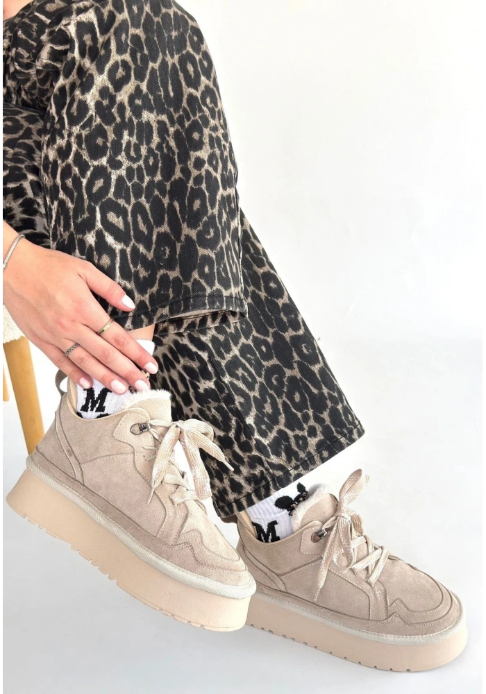 Muden Bej Süet Bağcıklı Bot