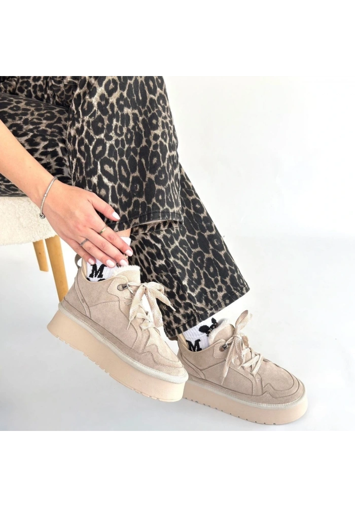 Muden Bej Süet Bağcıklı Bot