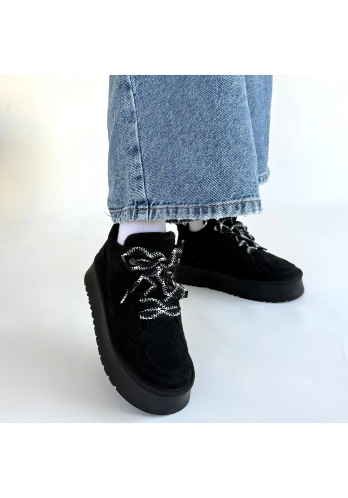 Muden Siyah Süet Bağcıklı Bot