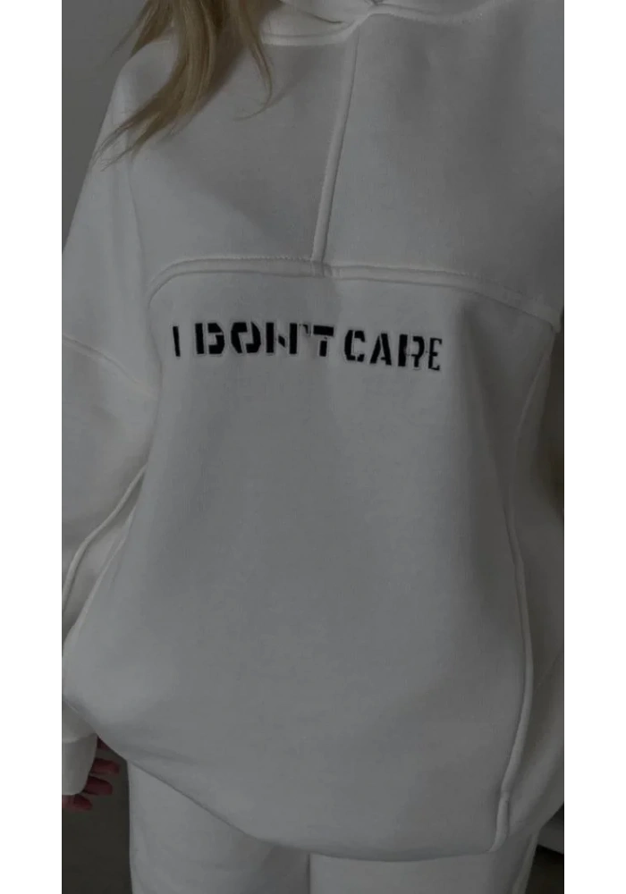 Nakış İşlemeli Üç İplik Sweat Takım- Beyaz