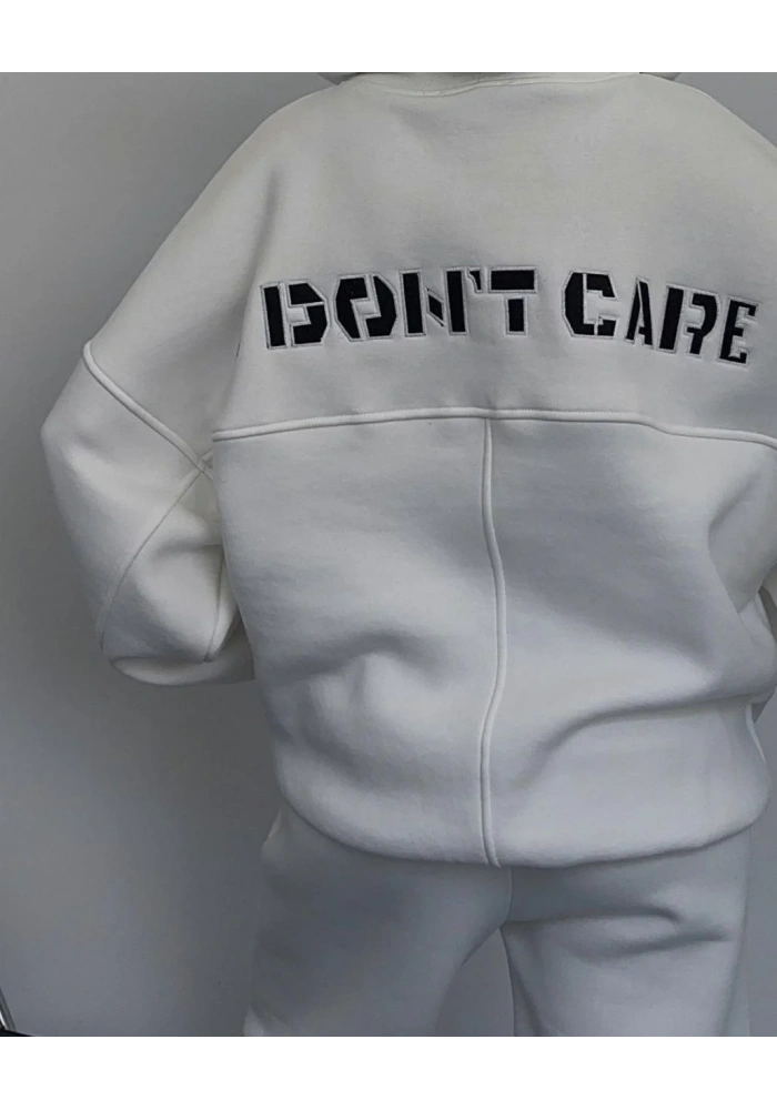 Nakış İşlemeli Üç İplik Sweat Takım- Beyaz