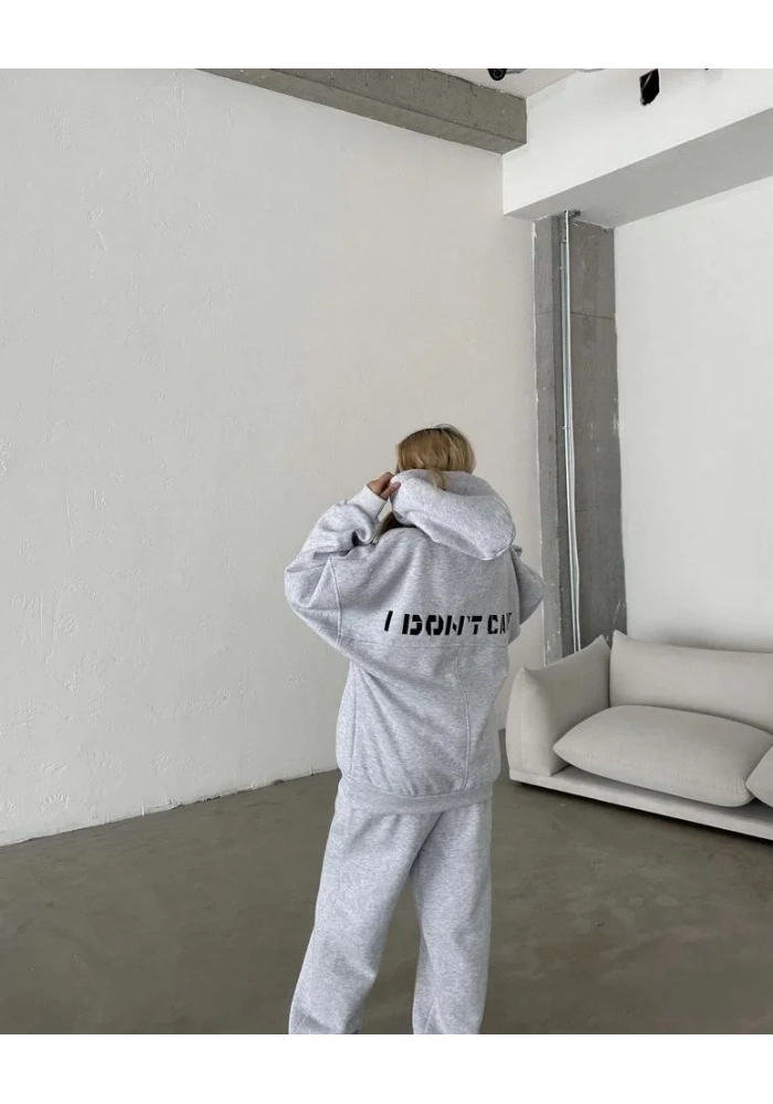 Nakış İşlemeli Üç İplik Sweat Takım- Gri