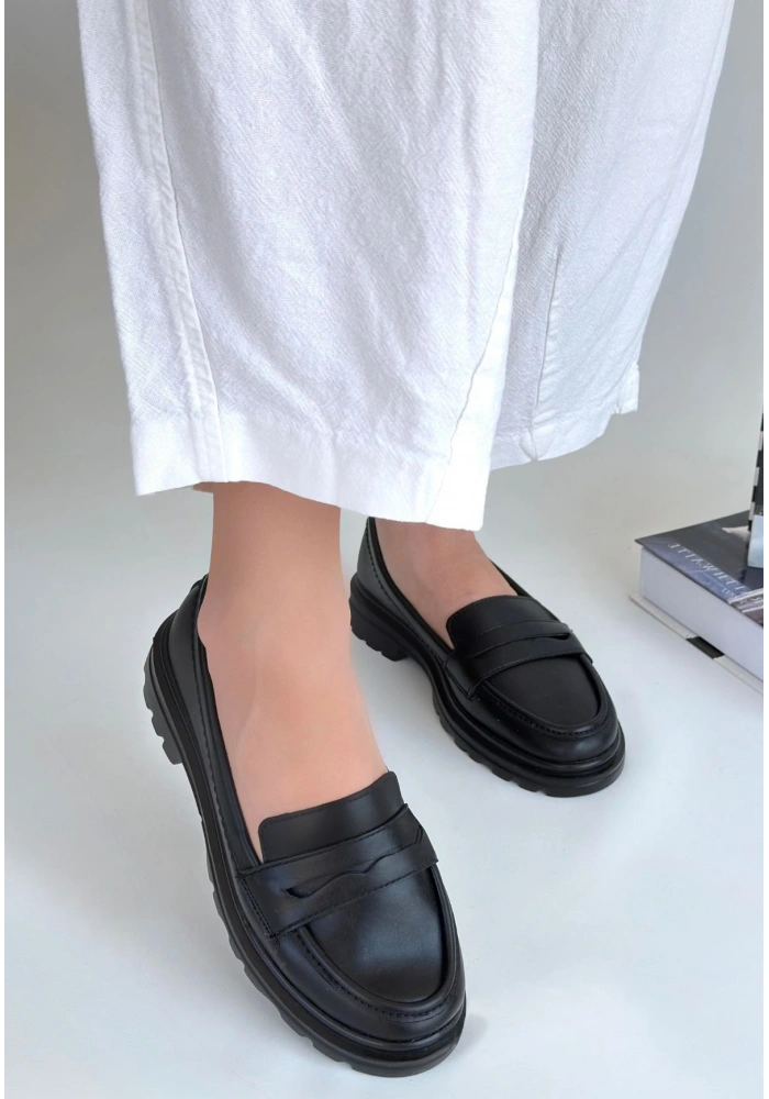 Narli Siyah Cilt Oxford Ayakkabı