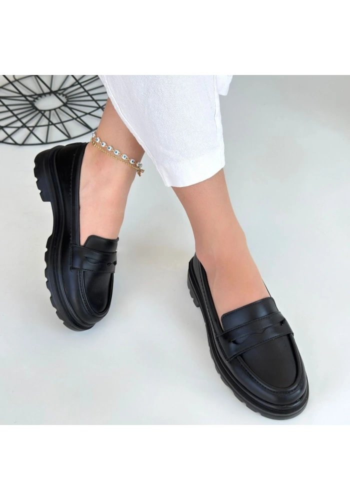 Narli Siyah Cilt Oxford Ayakkabı