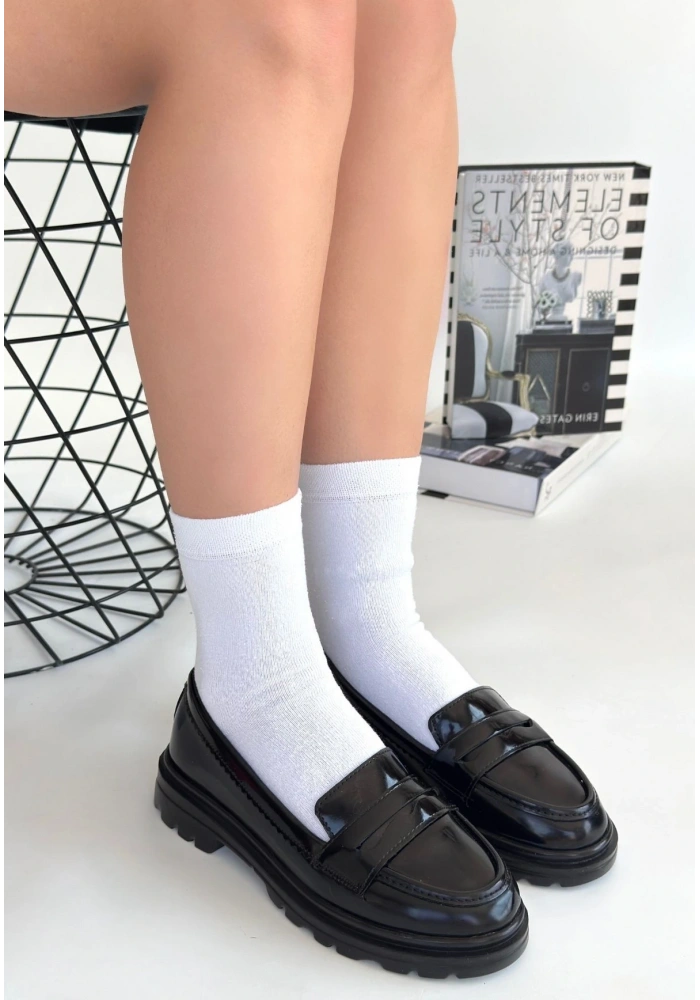 Narli Siyah Rugan Oxford Ayakkabı