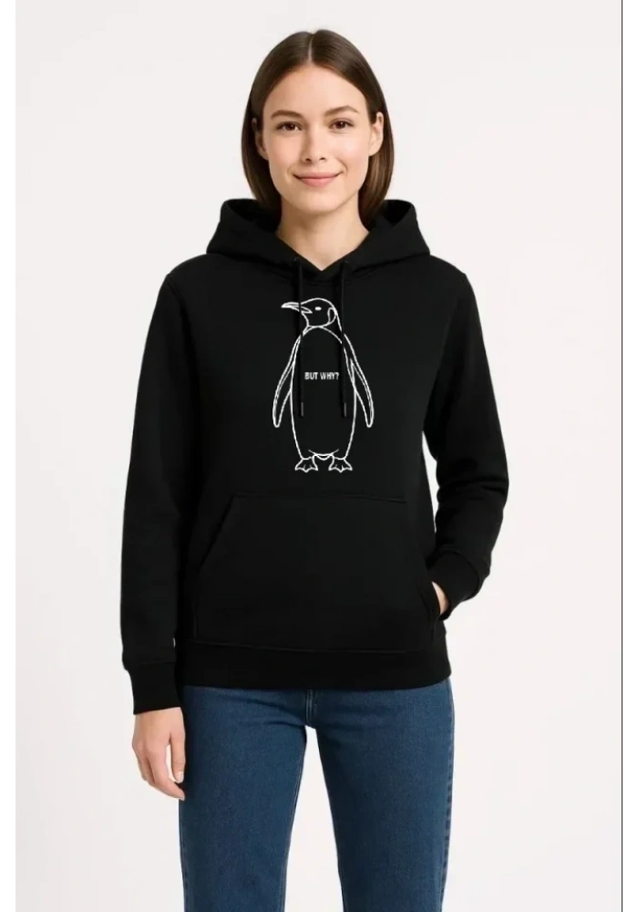 Nihilist Penguen Özel Tasarım Oversize Kapüşonlu Sweatshirt - Siyah