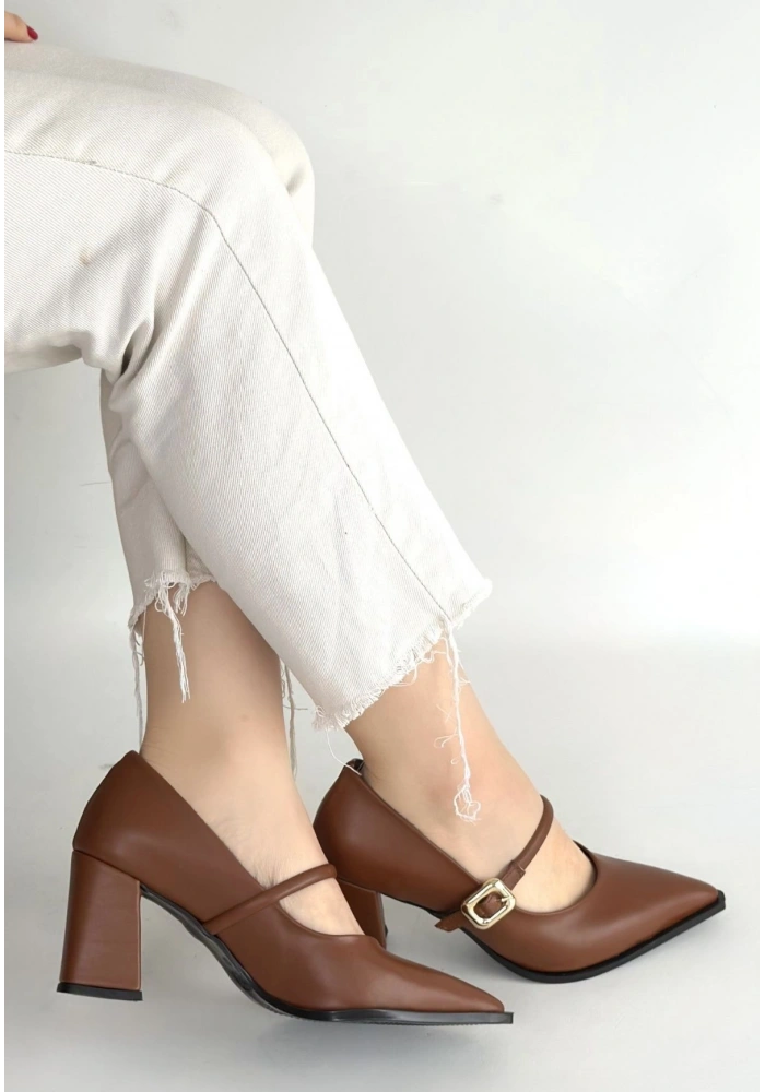 Nıvra Taba Cilt Topuklu Ayakkabı