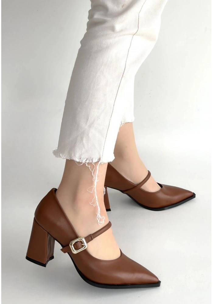 Nıvra Taba Cilt Topuklu Ayakkabı