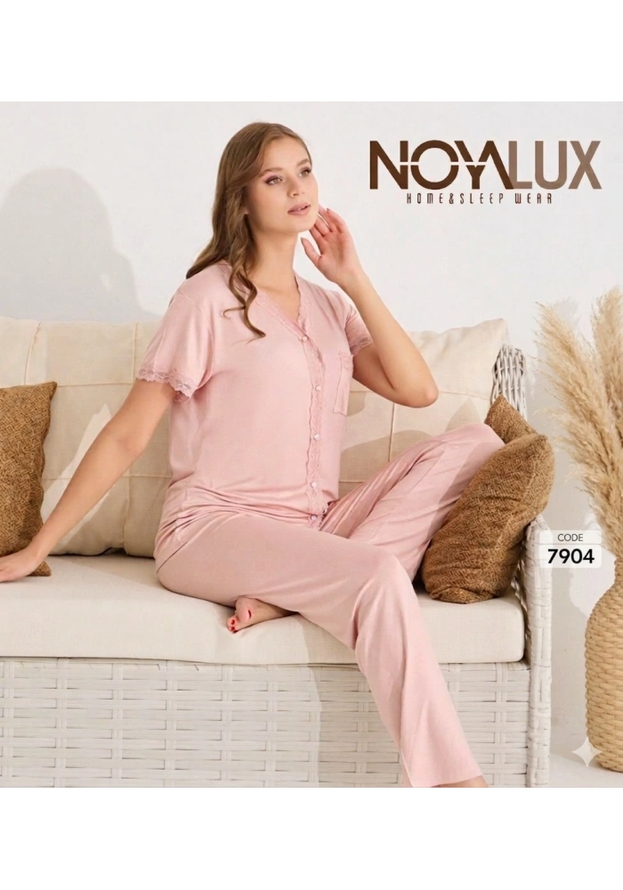 Noyalux 7904 Kadın Önden Dügmeli Kısa Kol Pijama