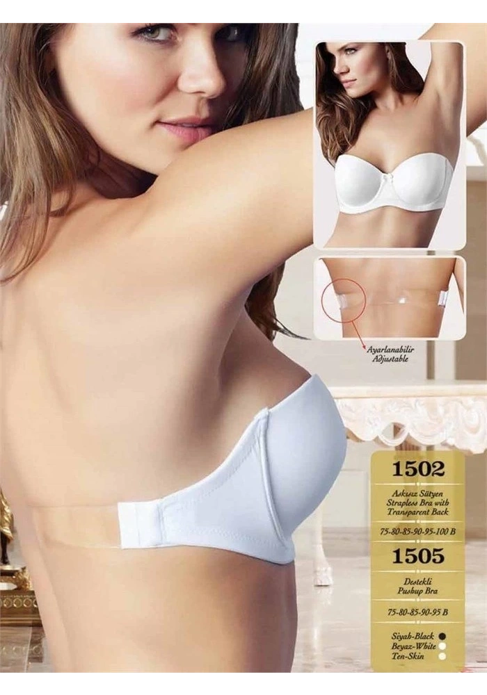 Nurteks 1505 Straplez Sırt Şeffaf Sütyen