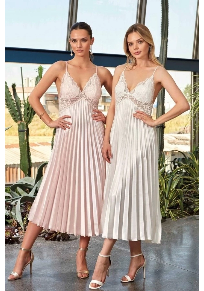 Nurteks 7115 Bayan Uzun Saten Gecelik