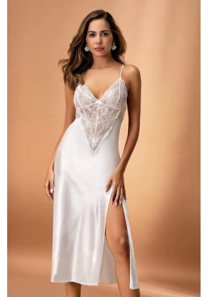 Nurteks 7136 Kadın Saten Uzun Gecelik