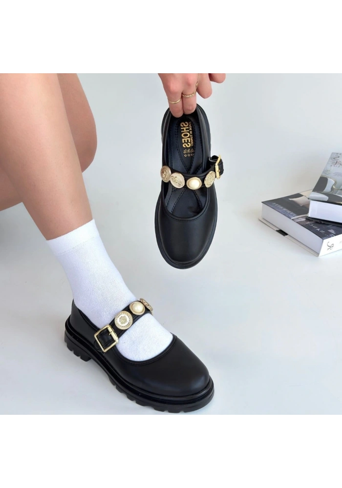 Okira Siyah Cilt Oxford Ayakkabı