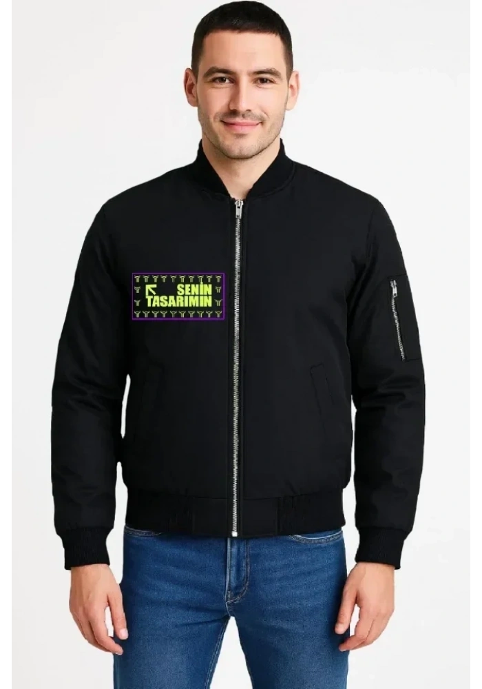 Ön Bomber Ceket - Siyah