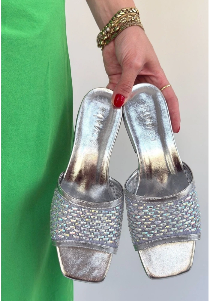 Ortu Gümüş Cilt İşlemeli Terlik