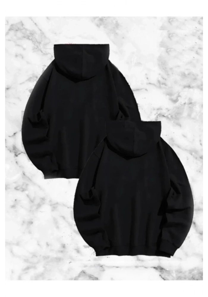 Örümcek Baskılı Sevgili Çift Kombini Kapüşonlu Sweatshirt & Hodie - Siyah