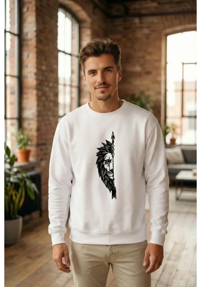 Oversize Bisiklet Yaka Sevgililer Günü Baskılı Sweatshirt - Beyaz