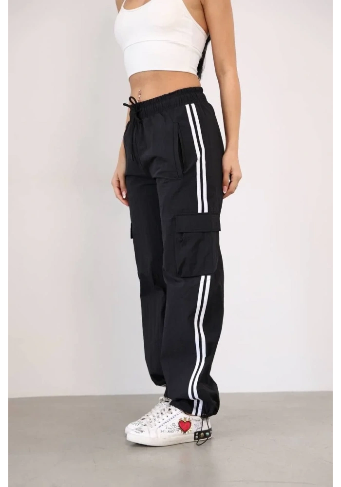 Paraşüt Kargo Ceplı Baggy Eşofman - Siyah