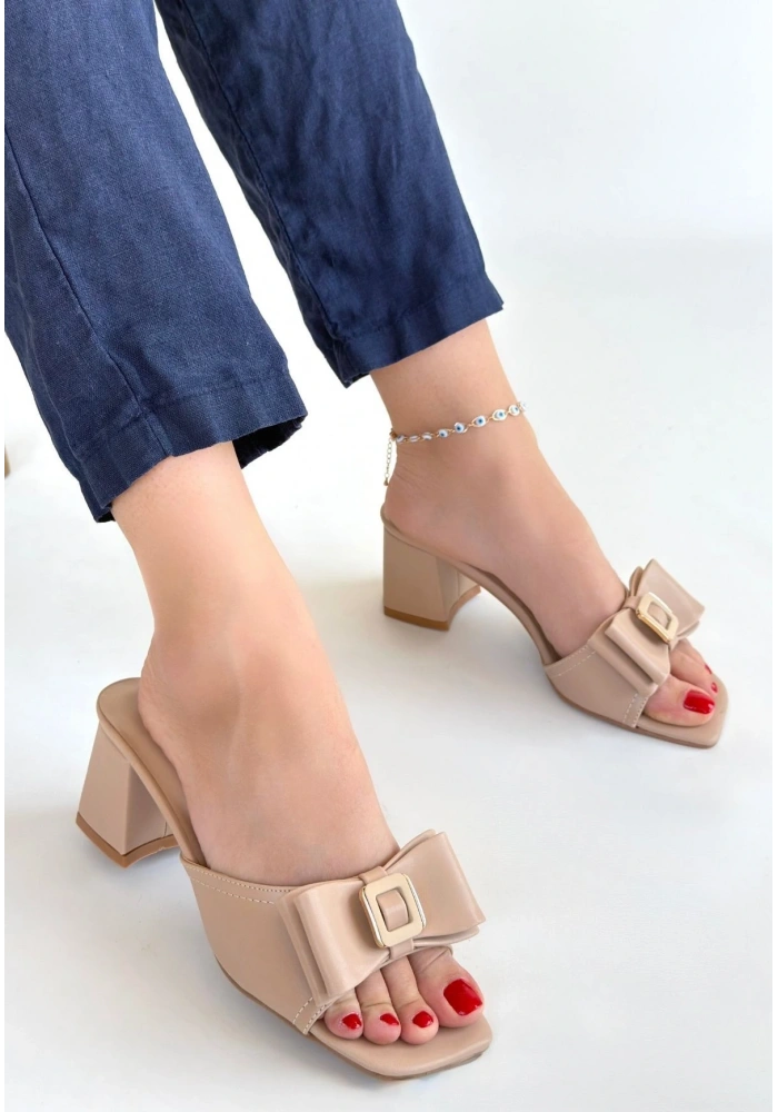 Pier Nude Cilt Topuklu Terlik