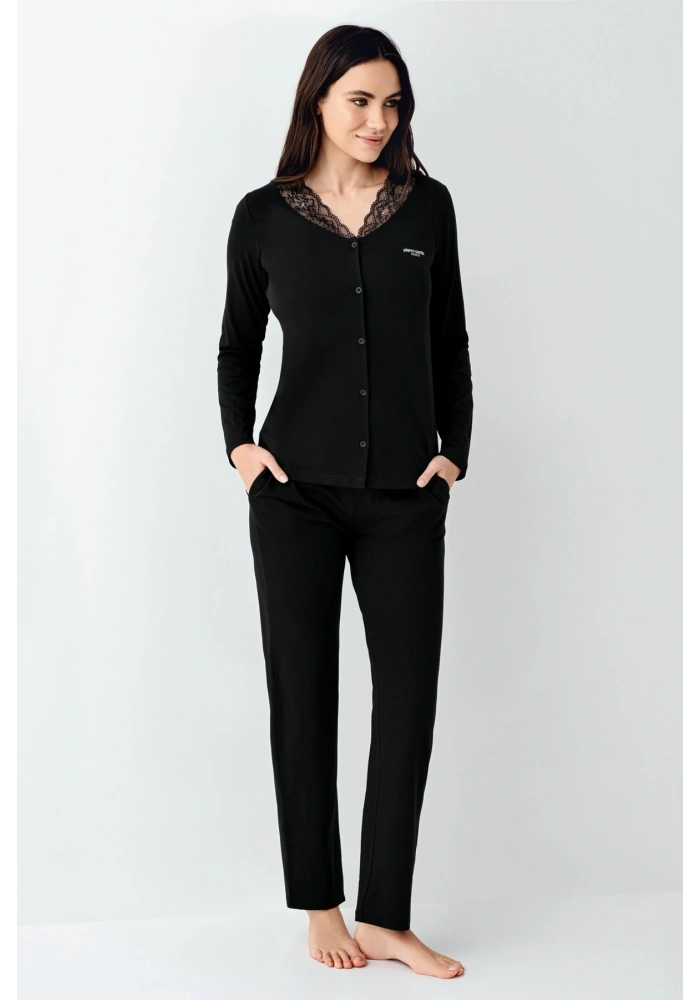 Pierre Cardin 9116-S Kadın Önü Düğmeli  Pijama Takımı