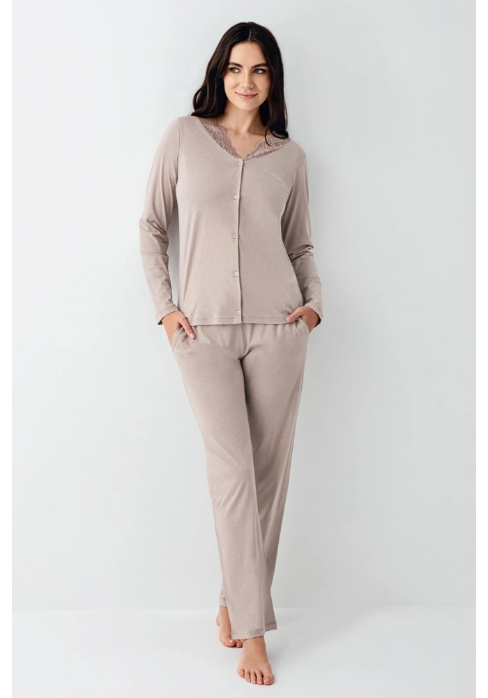 Pierre Cardin 9116-S Kadın Önü Düğmeli  Pijama Takımı
