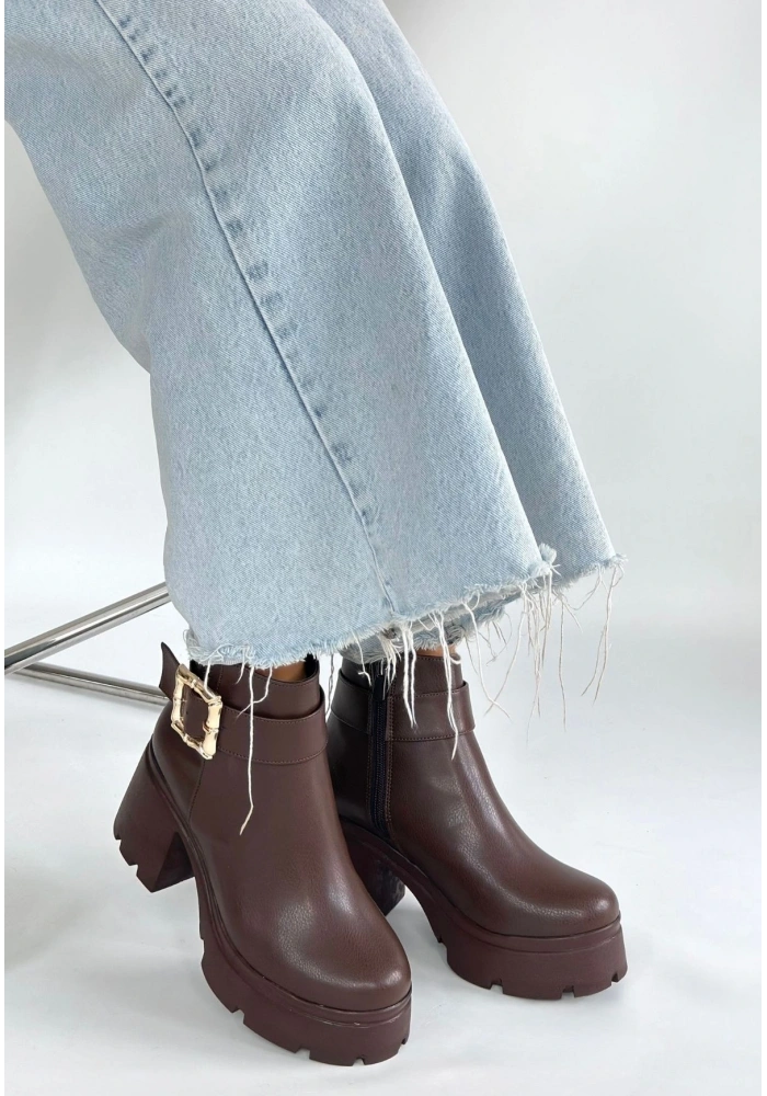 Pinma Kahverengi Cilt Topuklu Bot