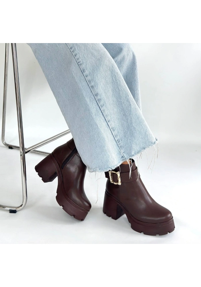 Pinma Kahverengi Cilt Topuklu Bot