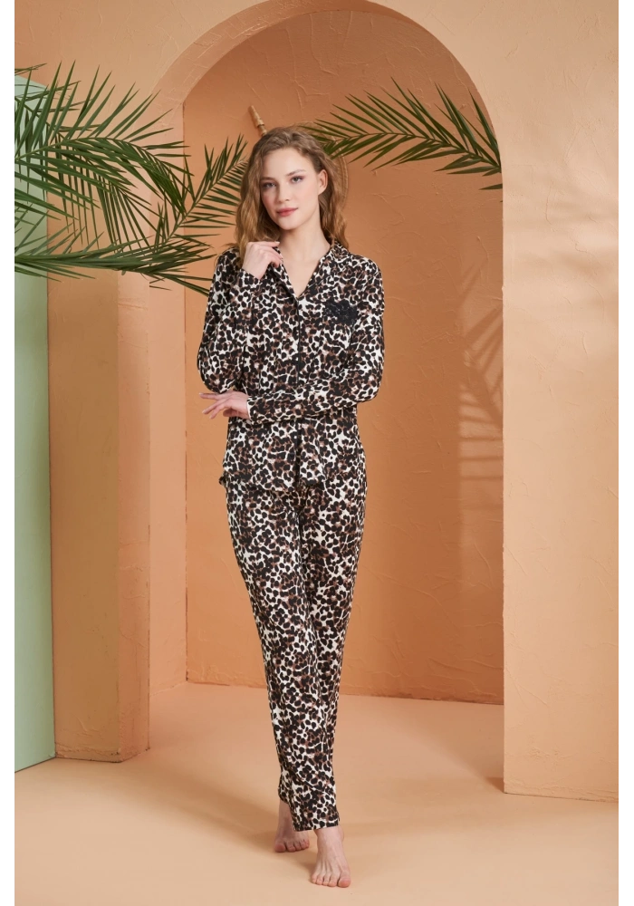 PJS 27064 Kadın Düğmeli Pijama Takımı