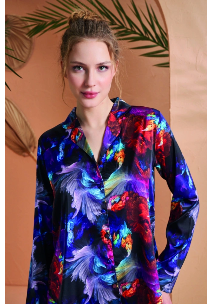PJS 27079 Kadın Düğmeli Pijama Takımı