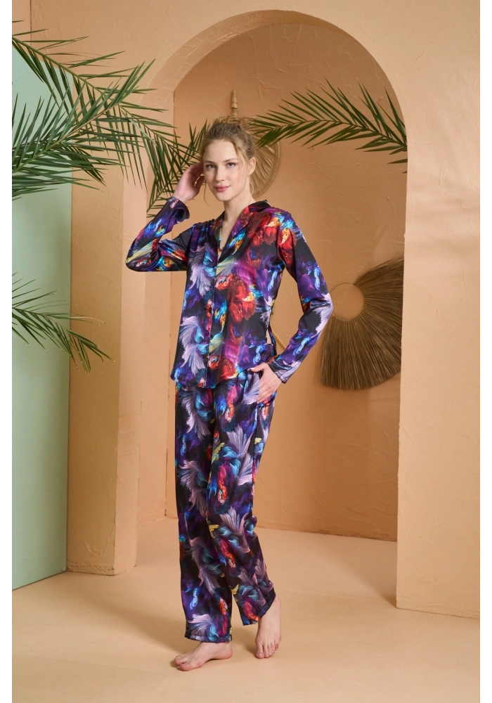 PJS 27079 Kadın Düğmeli Pijama Takımı