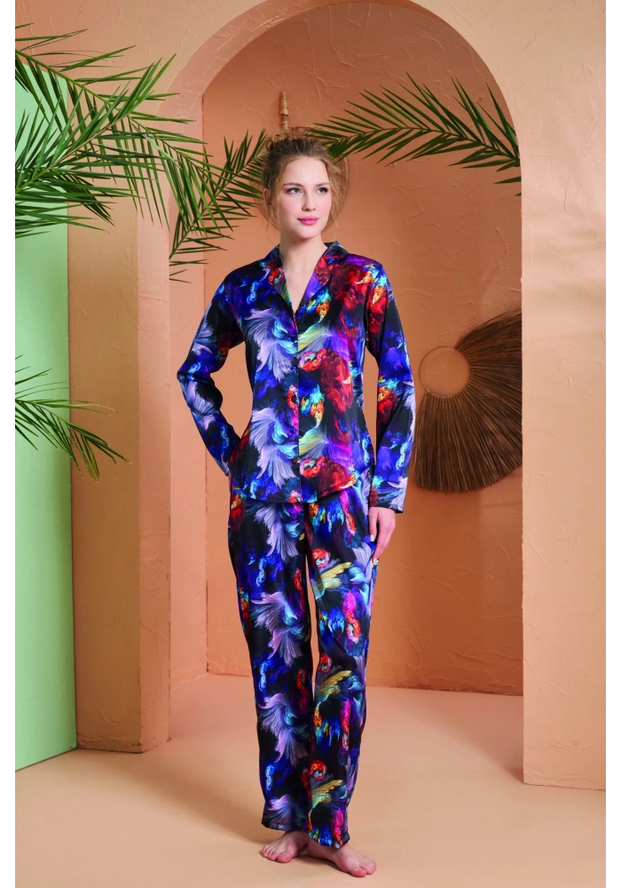 PJS 27079 Kadın Düğmeli Pijama Takımı