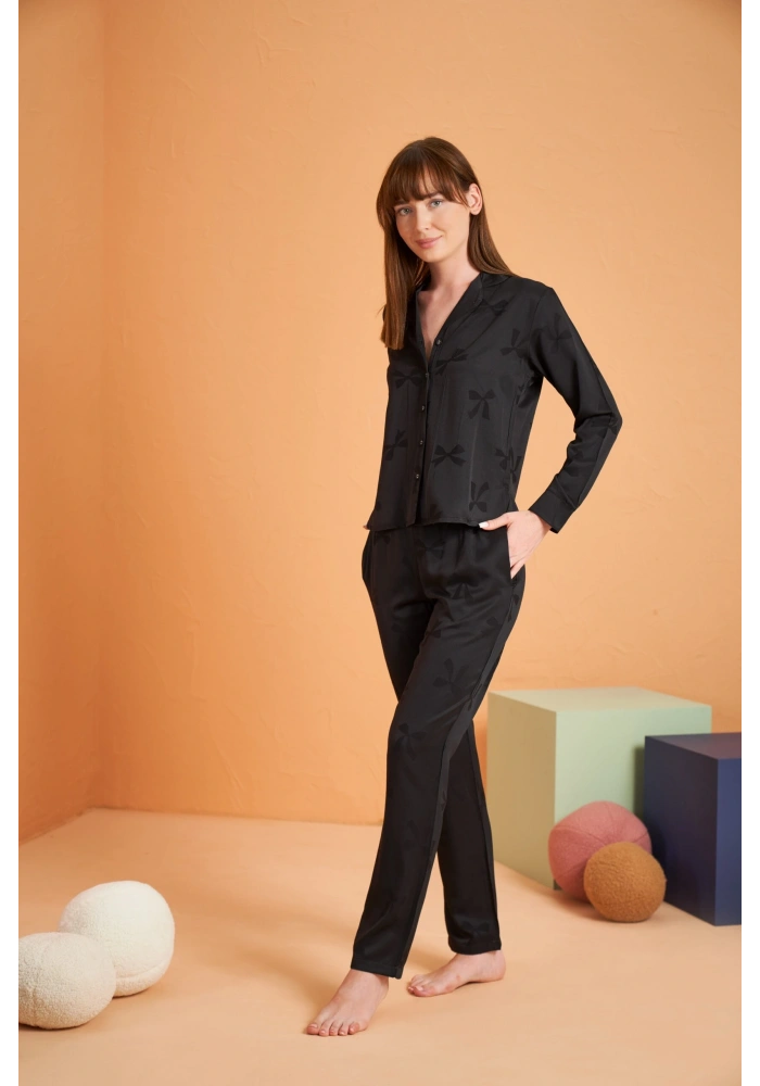 Pjs 28042 Kadın Uzun Kol Boydan Düğmeli Pijama Takımı