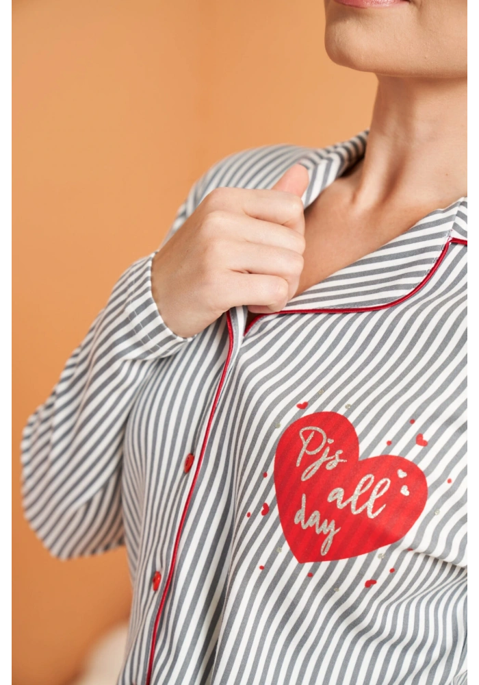 Pjs 28064 Kadın Düğmeli Pijama Takım