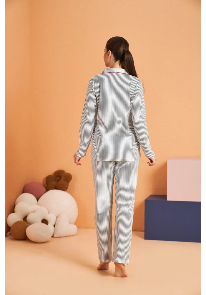 Pjs 28064 Kadın Düğmeli Pijama Takım