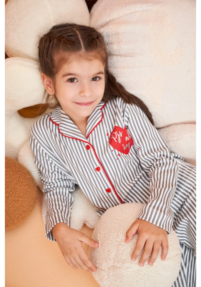 Pjs 28065 Çocuk Düğmeli Pijama Takım