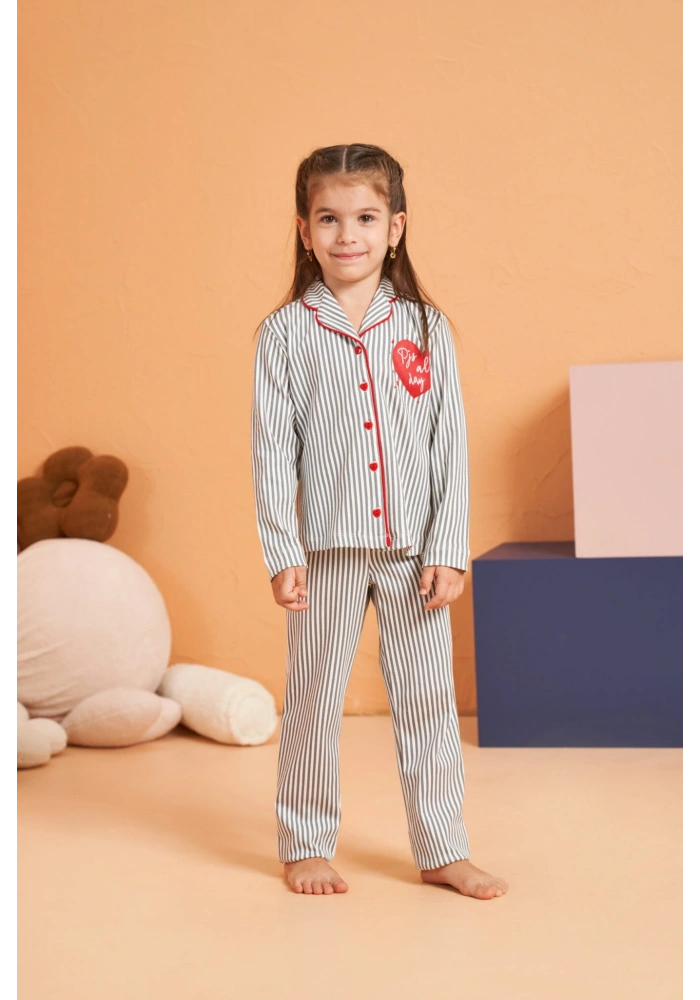 Pjs 28065 Çocuk Düğmeli Pijama Takım