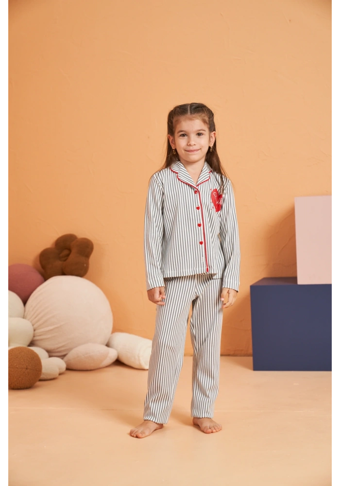Pjs 28065 Çocuk Düğmeli Pijama Takım