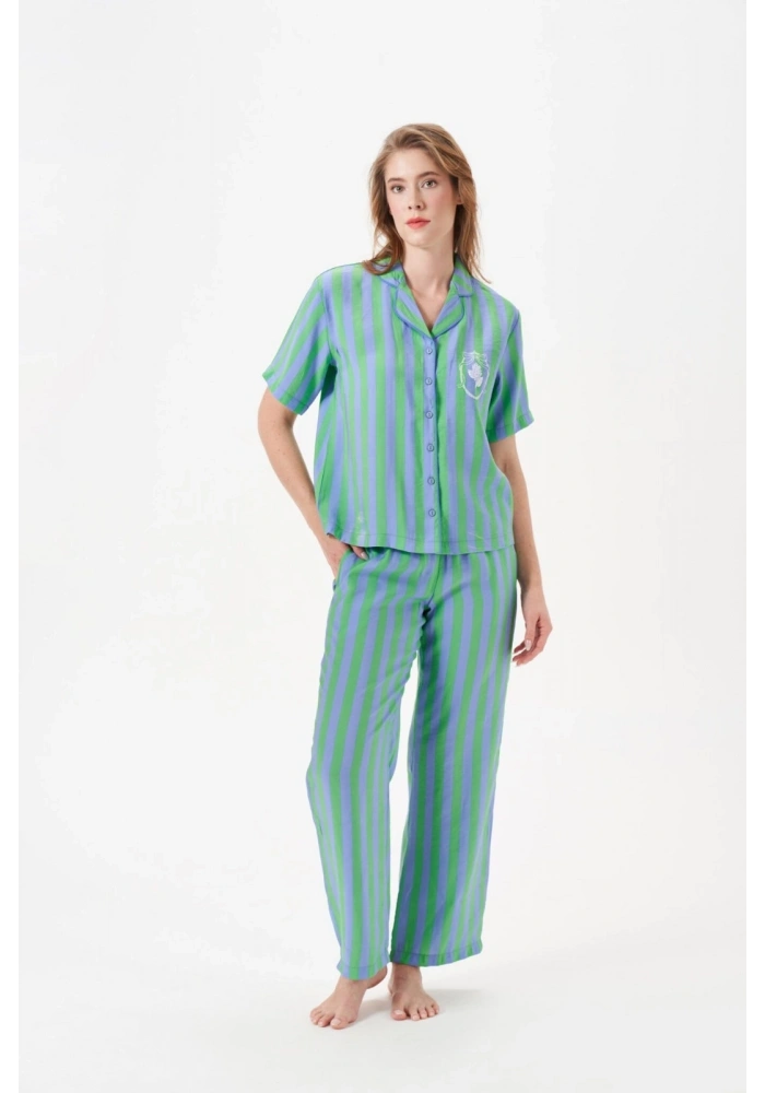 PJS 29043 Kadın Düğmeli Pijama Takımı