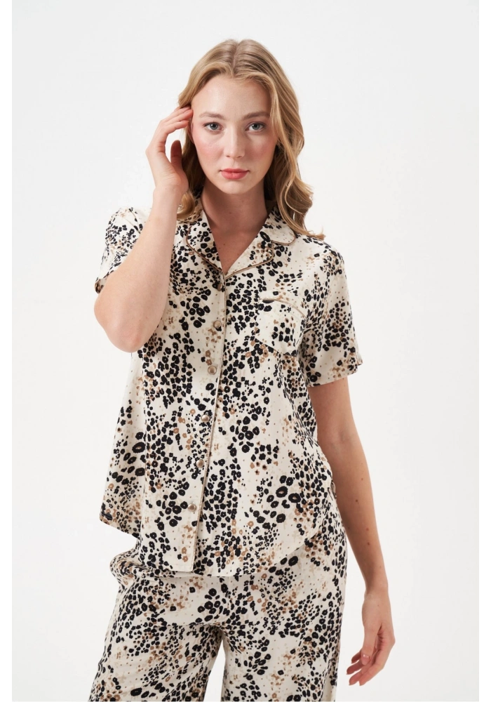PJS 29049 Kadın Düğmeli Pijama Takım
