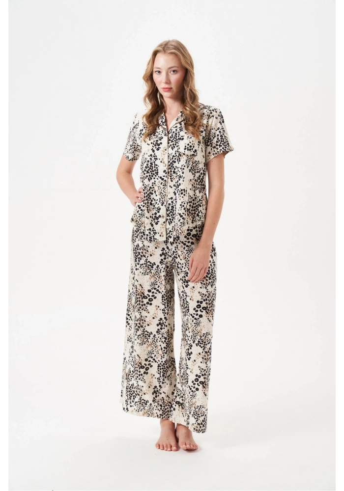 PJS 29049 Kadın Düğmeli Pijama Takım