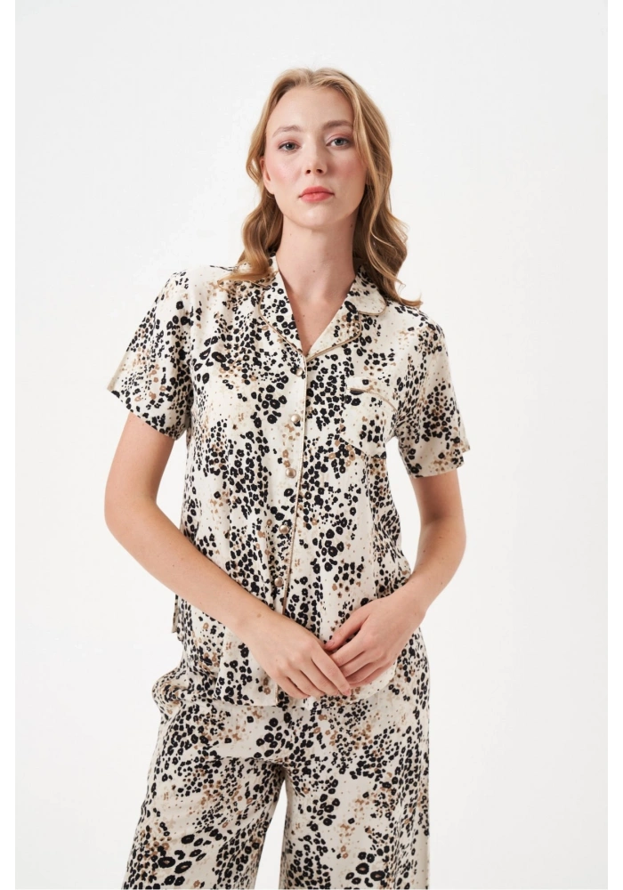 PJS 29049 Kadın Düğmeli Pijama Takım