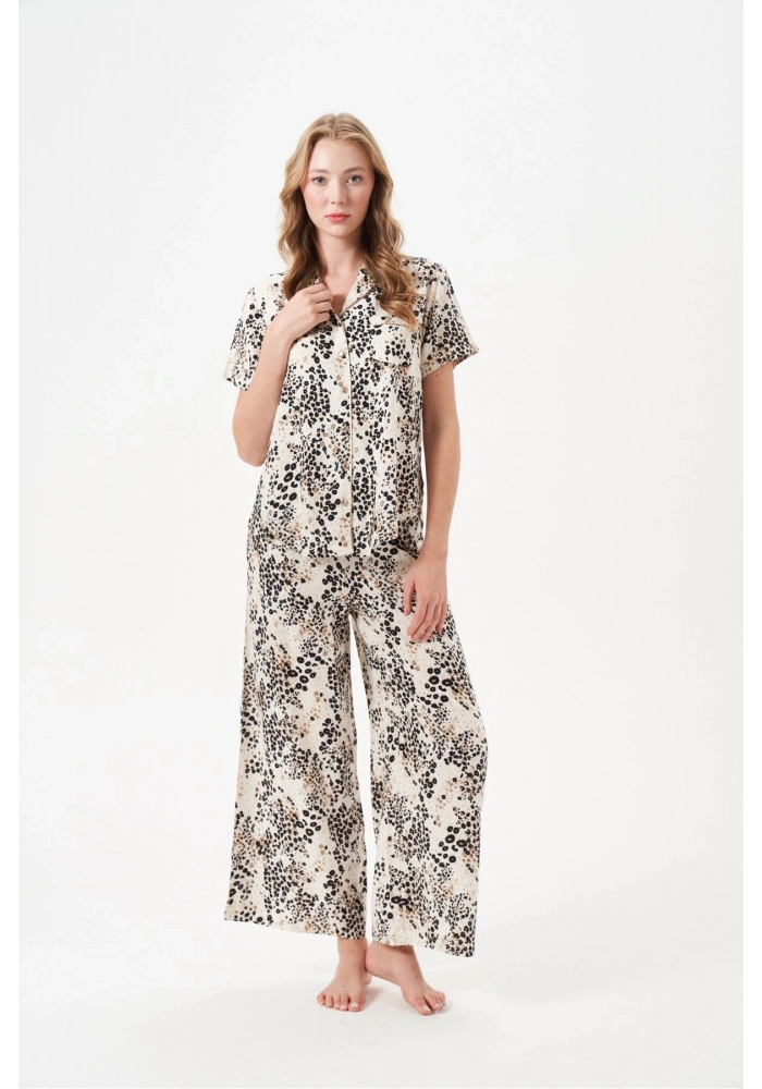 PJS 29049 Kadın Düğmeli Pijama Takım