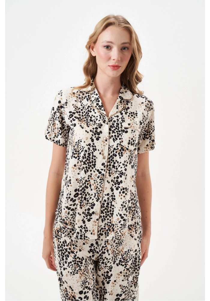 PJS 29049 Kadın Düğmeli Pijama Takım