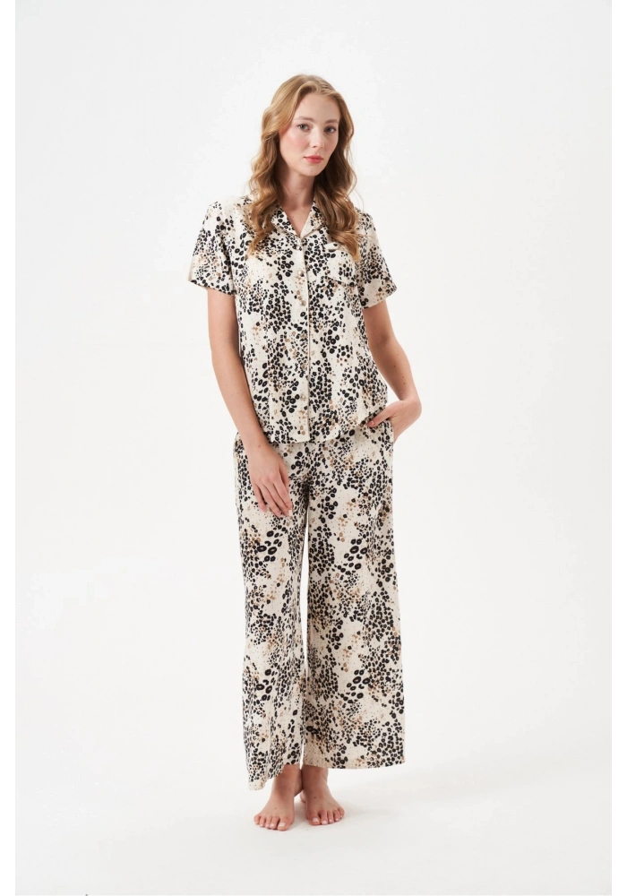 PJS 29049 Kadın Düğmeli Pijama Takım